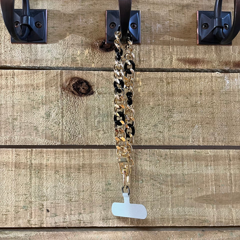 short gold and black cell phone chain