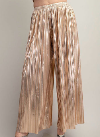Pleated high waisted pants gold