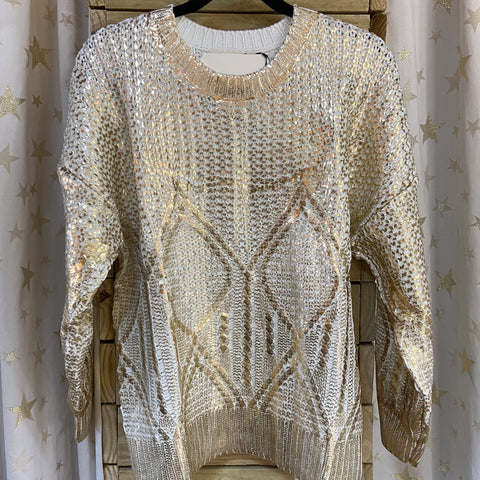 Gold foil metallic sweater