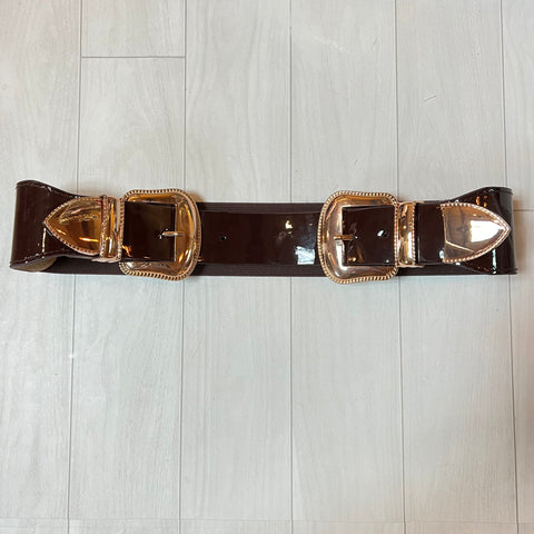 Double buckle stretch back belt