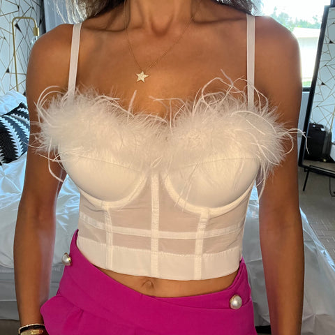 White feather bustier
