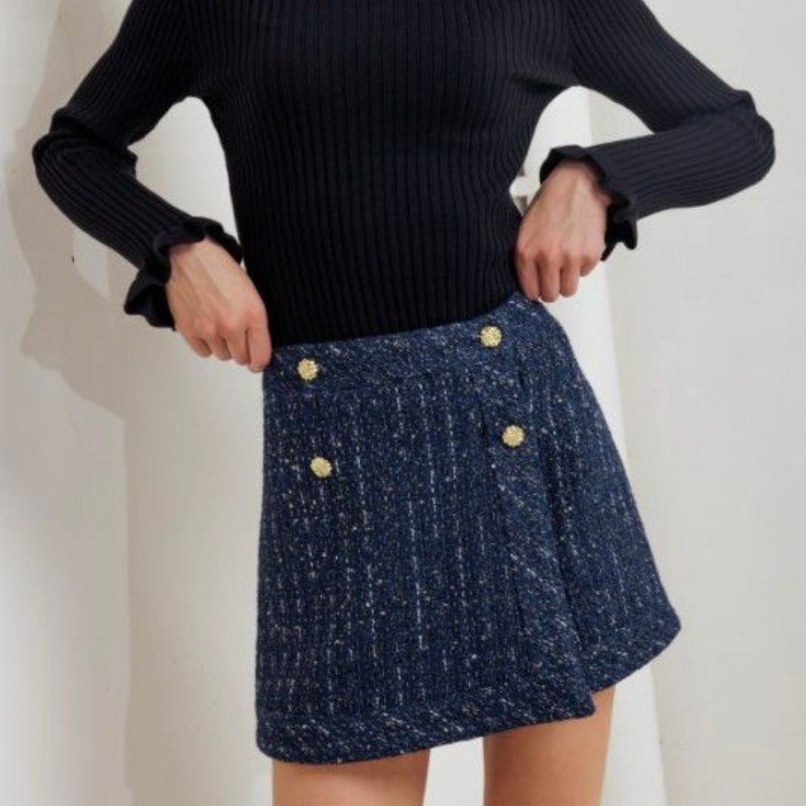 Navy Tweed Skort