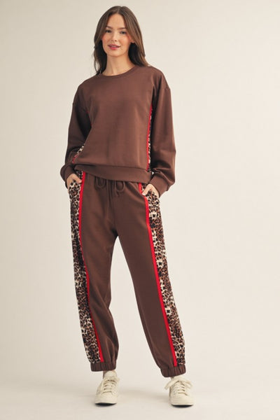 Brown Leopard Jogger Set
