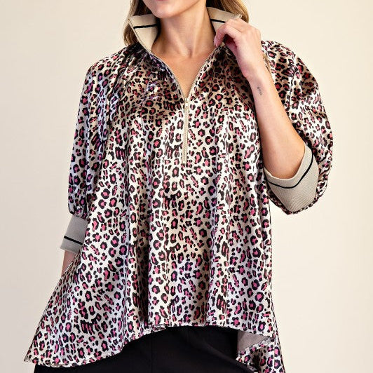 Leopard Zipper Top