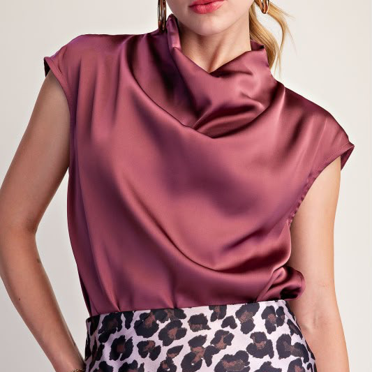 Satin Cowl Neck Top