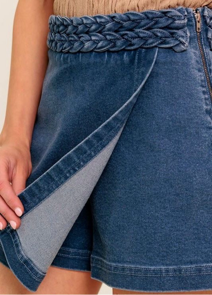 Braided Denim Skort