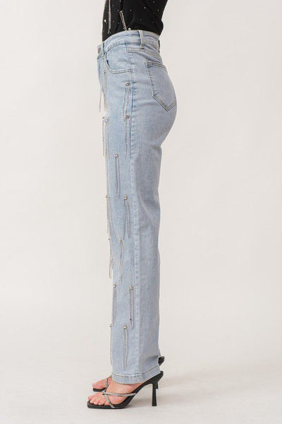 Rhinestone Fringe Jeans
