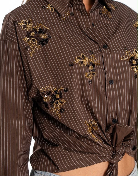 Brown Sequin Blouse