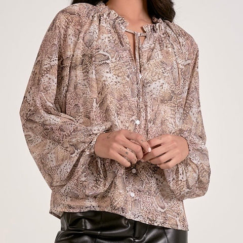 Flowy Snake Print Blouse