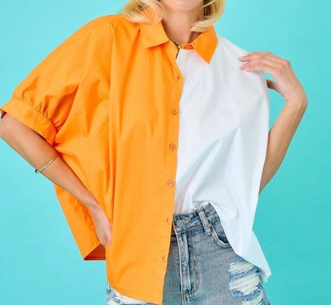 Oversized Two Tone Contrasting Shirt