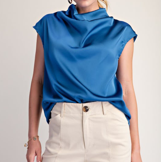 Satin Cowl Neck Top