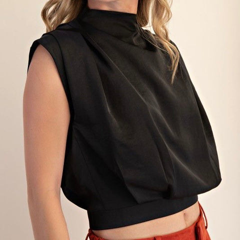 High Neck Back Zipper Top