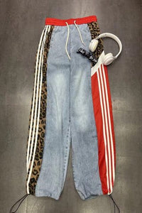 Leopard Jean Stripped Sweats