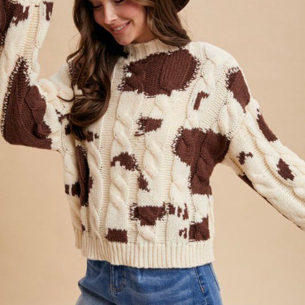 Cow Print Sweater
