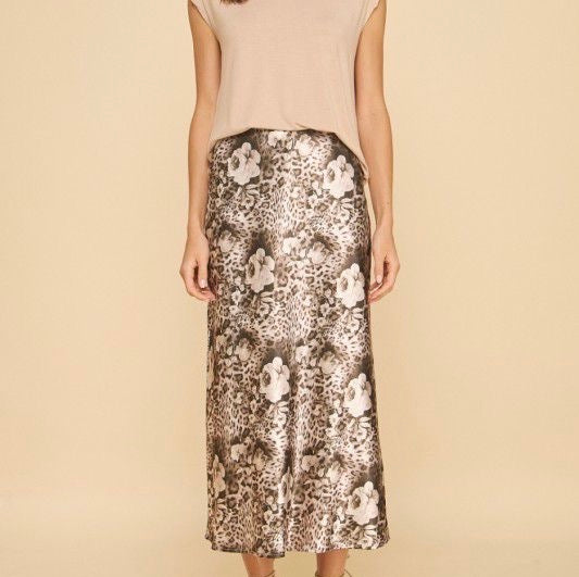 Floral Printed Silk Skirt