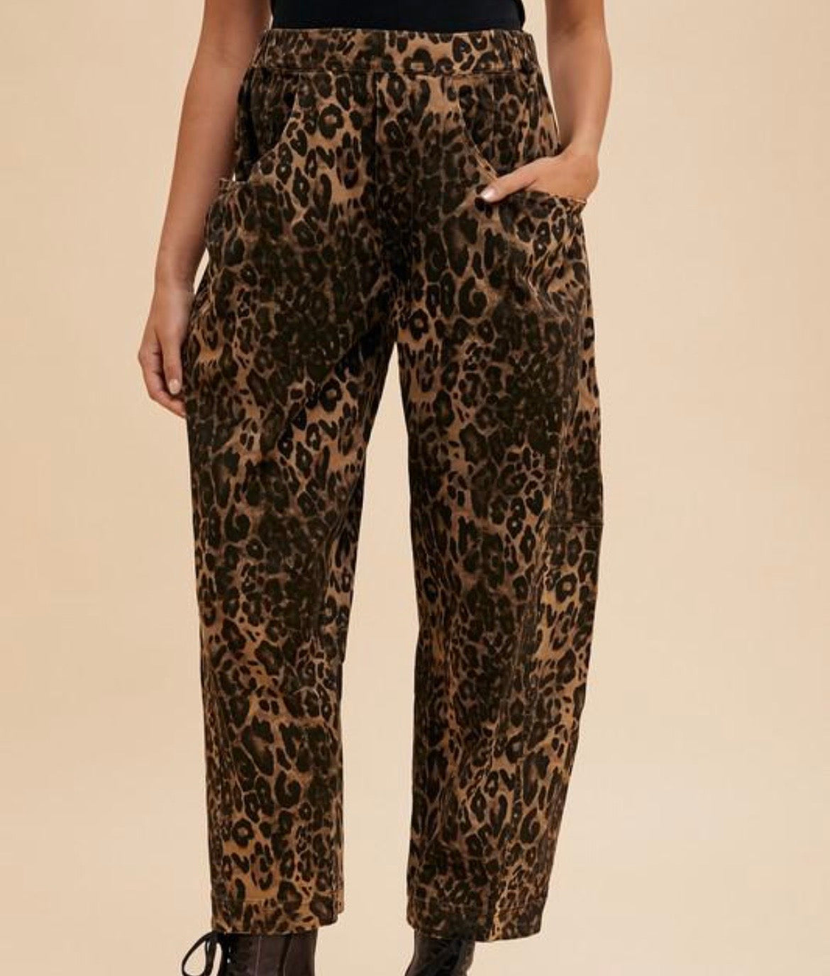 Animal Print Jogger Style Barrel Jean