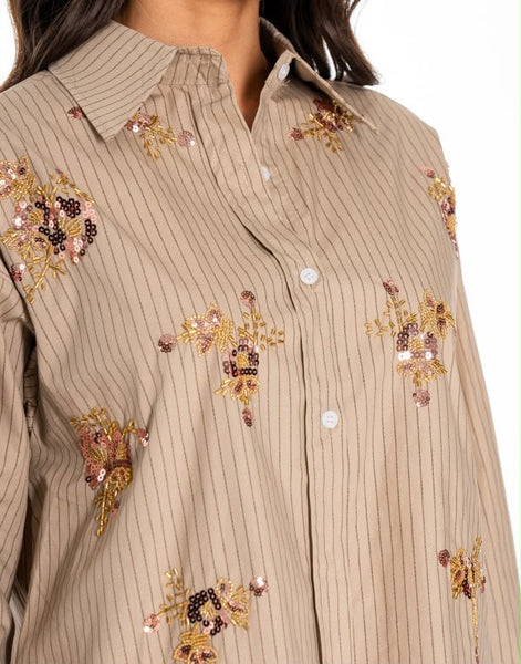 Beige Sequin Blouse