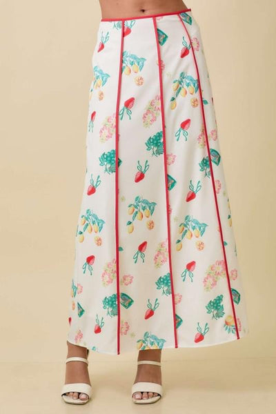 Midi Skirt with Vintage Print