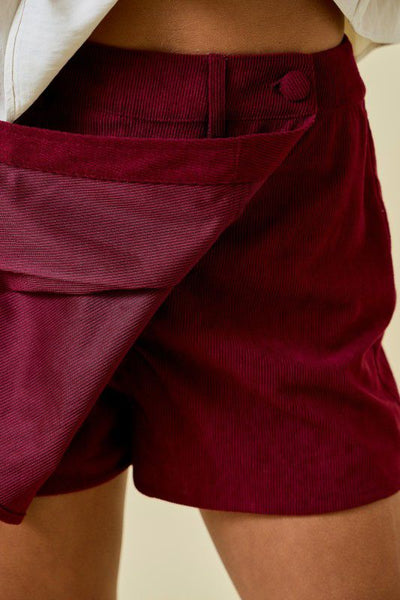 Pleated Flare Skort With Belt Loops