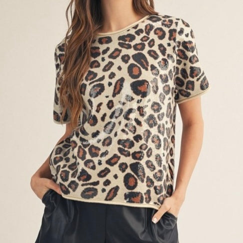Leopard Sequin Top - Pre Order