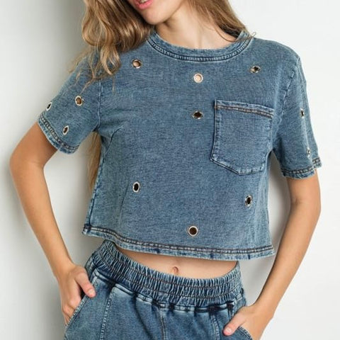 Eyelet Denim Wash Set