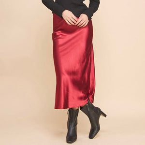 Satin burgundy skirt