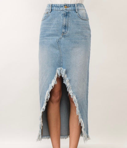 Mid Rise Waist Denim Skirt