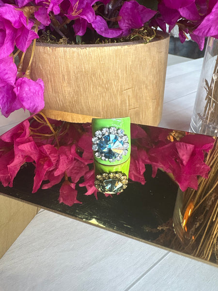 TOVA Adjustable Green Ring