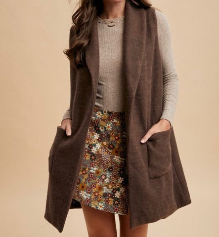 Brown Long Sweater Vest