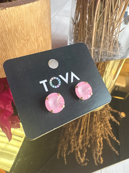TOVA Large Baby Pink Stud Earrings