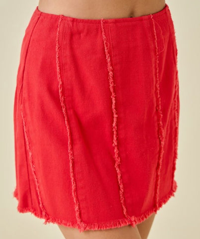 Red Denim Skirt
