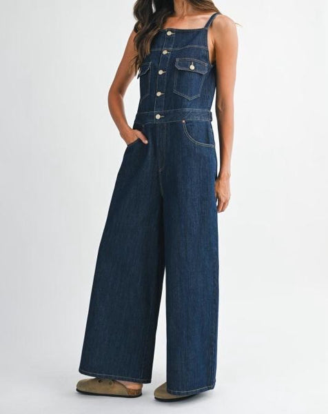 Denim Overall Wide-leg Jumpsuit
