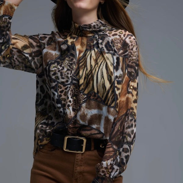 Mixed Animal Print Blouse