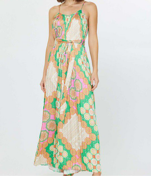 Boho Pleated Maxi Dress