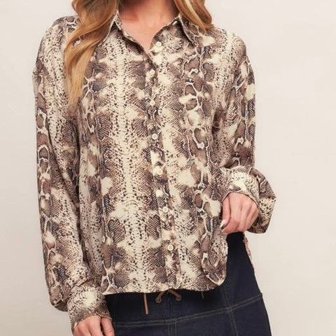 Animal Print Button-Up Top
