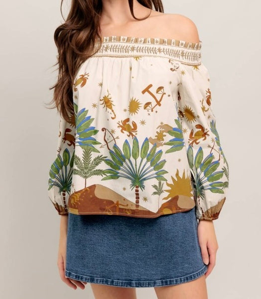 Off Shoulder Print Top