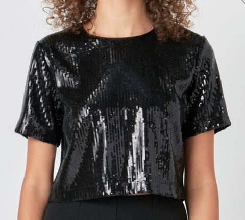 Black Sequin Top