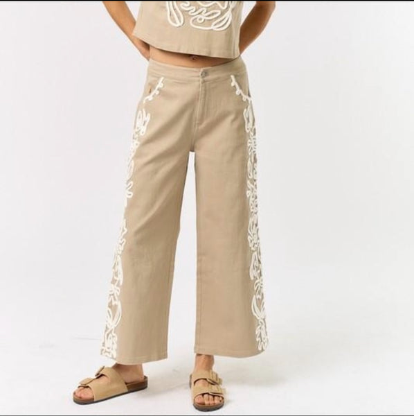 Beige Details Denim Set