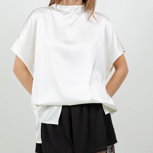 Mini Cowl Neck Satin Blouse