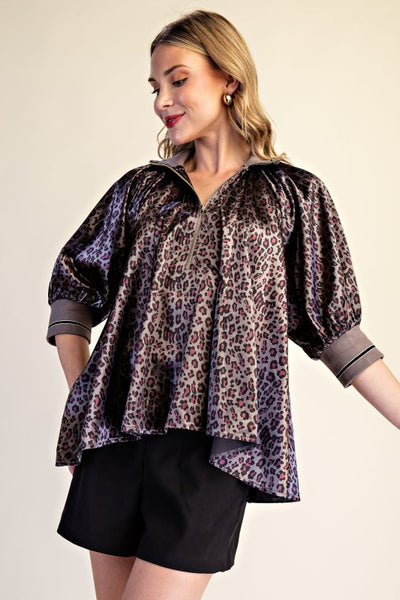 Leopard Zipper Top