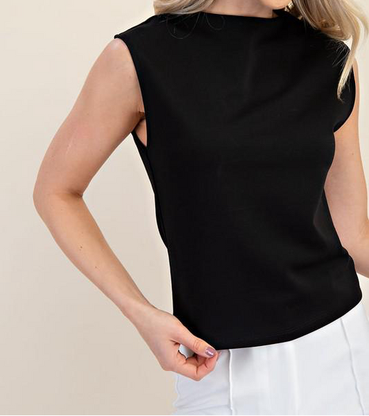 Sleeveless Mock Neck Knit Top