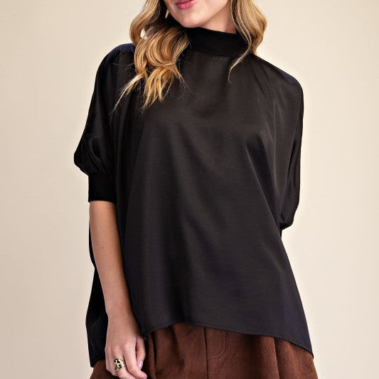 Black Zipper Mock Neck