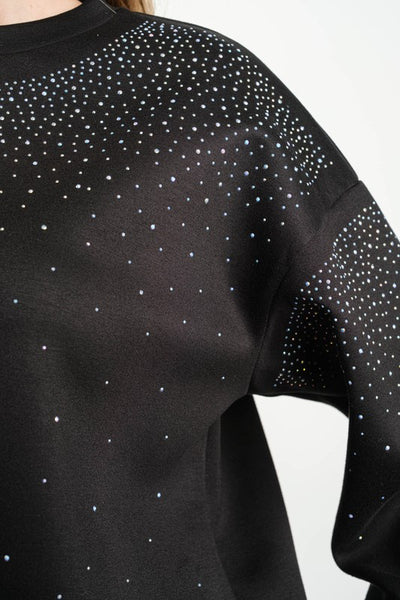 Black and Rhinestone Jogger Set