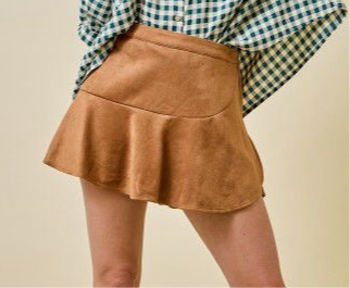 Suede Mini Skort With Ruffles