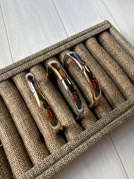 Gold and Silver Oval Clasp Cuff
