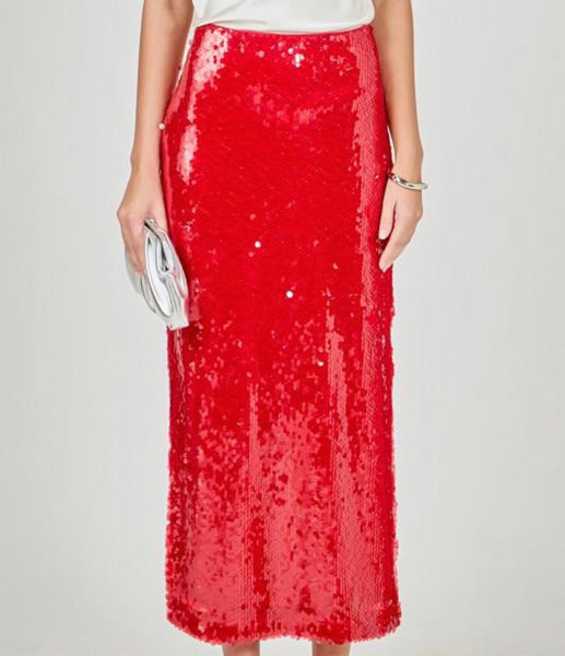 Red Sequin Skirt w/ Slit