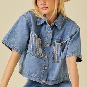 Denim fringe shirt