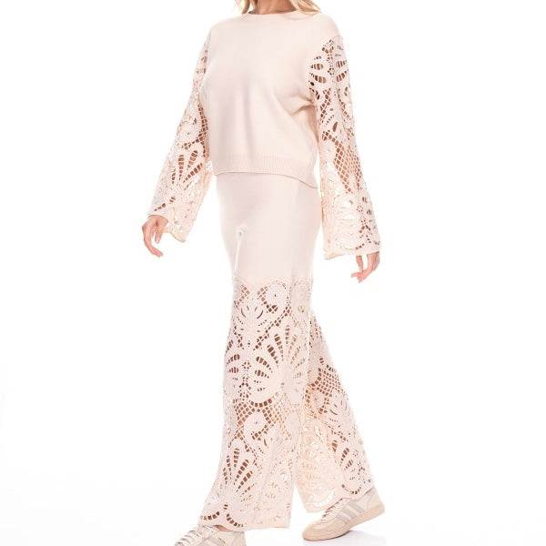Lace Panel Knit Set