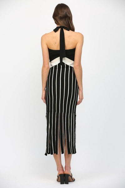 Halter Neck Fringe Hem Dress