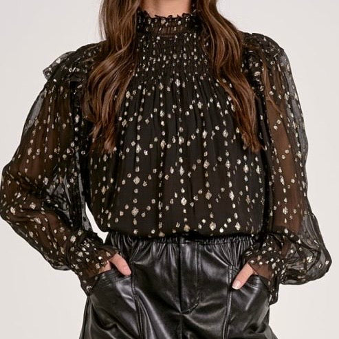 Geo Black Blouse